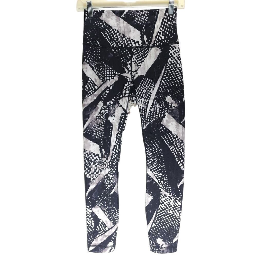 Lululemon Wunder Under Pant III Full-On Luon Static Mist White Black Leggings 6